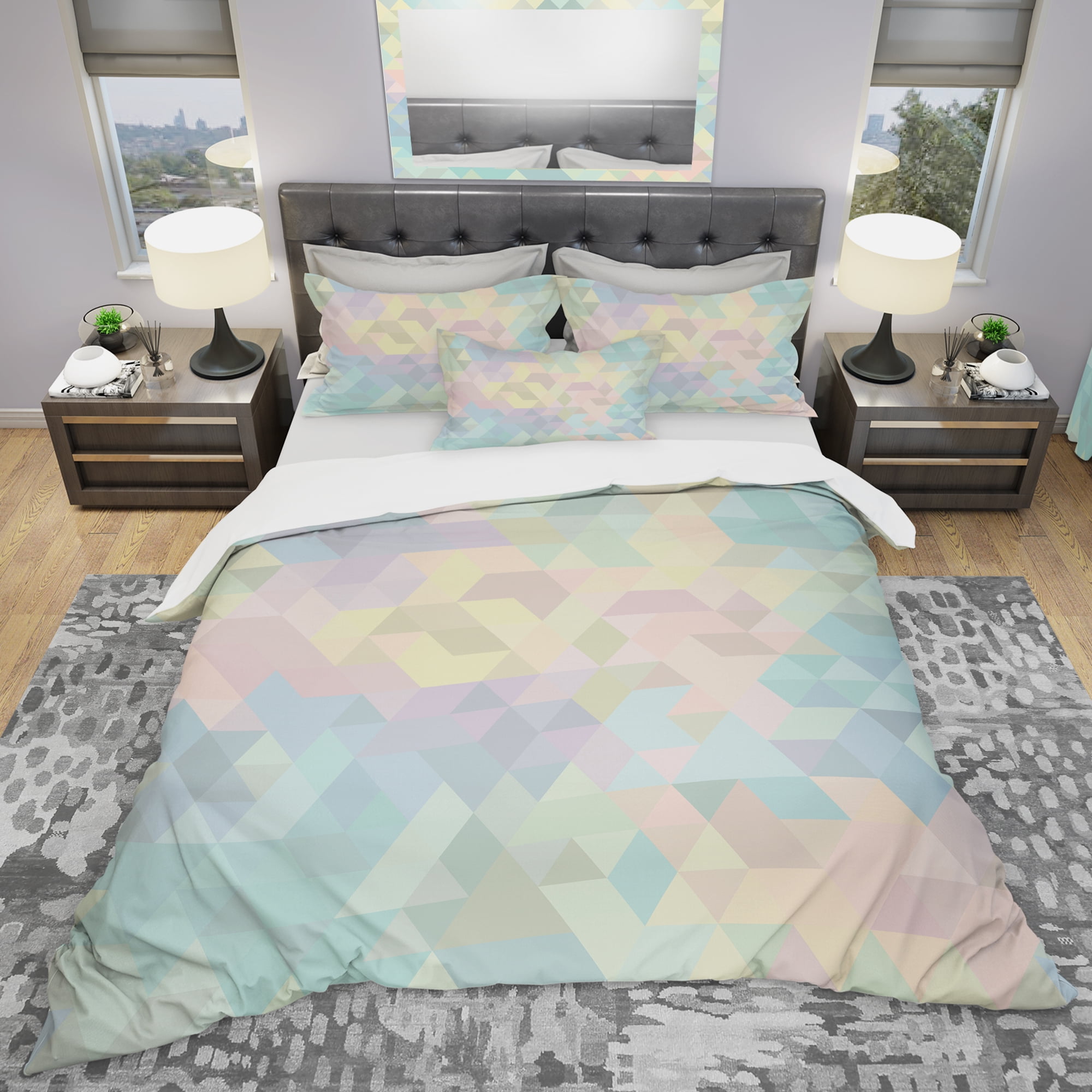 Designart 'Geometric Pattern in Pastel Tints #2' Modern Duvet Cover Set