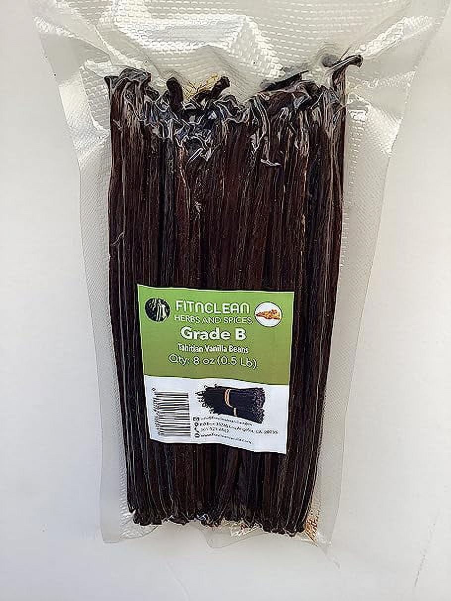 Grade B Vanilla Beans Tahitian B Extract Grade| 5"-7", (1/2 lb), Whole Non-Gmo Bourbon Pods, 8oz
