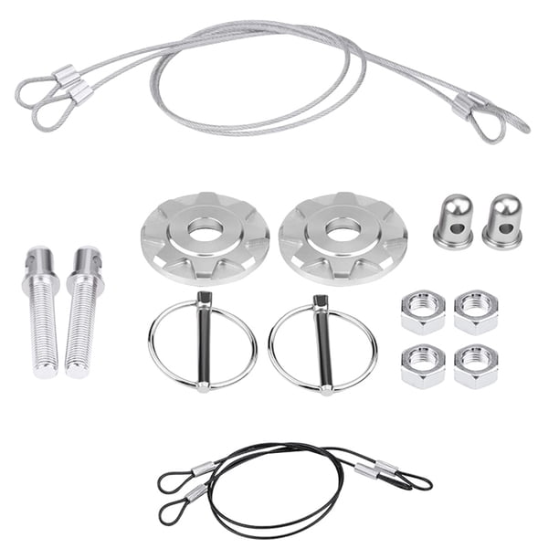 FLhrweasw Kit Pasador para Capó Coche Cerraduras Aluminio para Coche Accesorios para Coche (plateado)