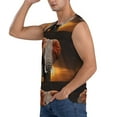 thumbnail image 3 of Lsque Elephant Sunset in Kenya Print Men's Cotton Blend Sleeveless Muscle Shirts (S-3XL)- Moisture Wicking, Odor Protection, UPF 30+,3X-Large, 3 of 8