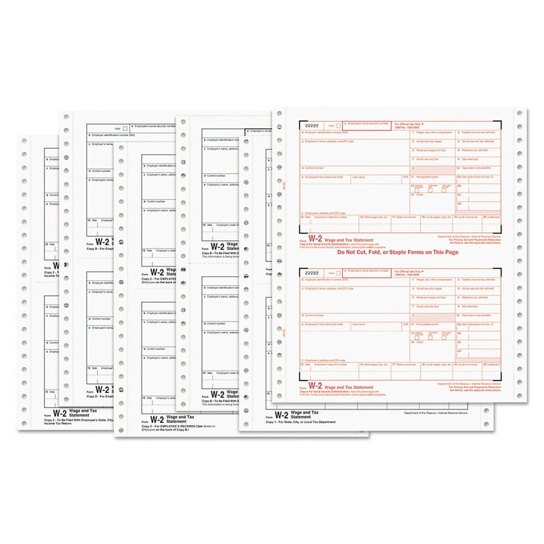Tops 2206C W-2 Tax Forms for Dot Matrix Printers 6-Part