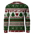 thumbnail image 6 of Dwelliawo Sweaters for Men Knit Xmas Christmas Print Graphic Sweater Casual Crewneck Ribbed Sweaters Slim Fit Fall Winter Pullover Sweaters Clearance Green M, 6 of 6