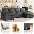 thumbnail image 4 of Walsunny Sectional Sofa Couches for Living Room, 4-Seat Cloud Couch Chenille U Shaped Sofa Couch Sleeper Comfy Upholstered Furniture with Double Chaise, 4 of 12