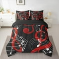 thumbnail image 2 of jejeloiu Music Melody 7-Piece Twin Bedding Sets,Rock Musical Bedding Comforter Set,Red Black White Sheet Sets For Girls Boys,Microfiber Bedroom Decor Reversible, 2 of 8