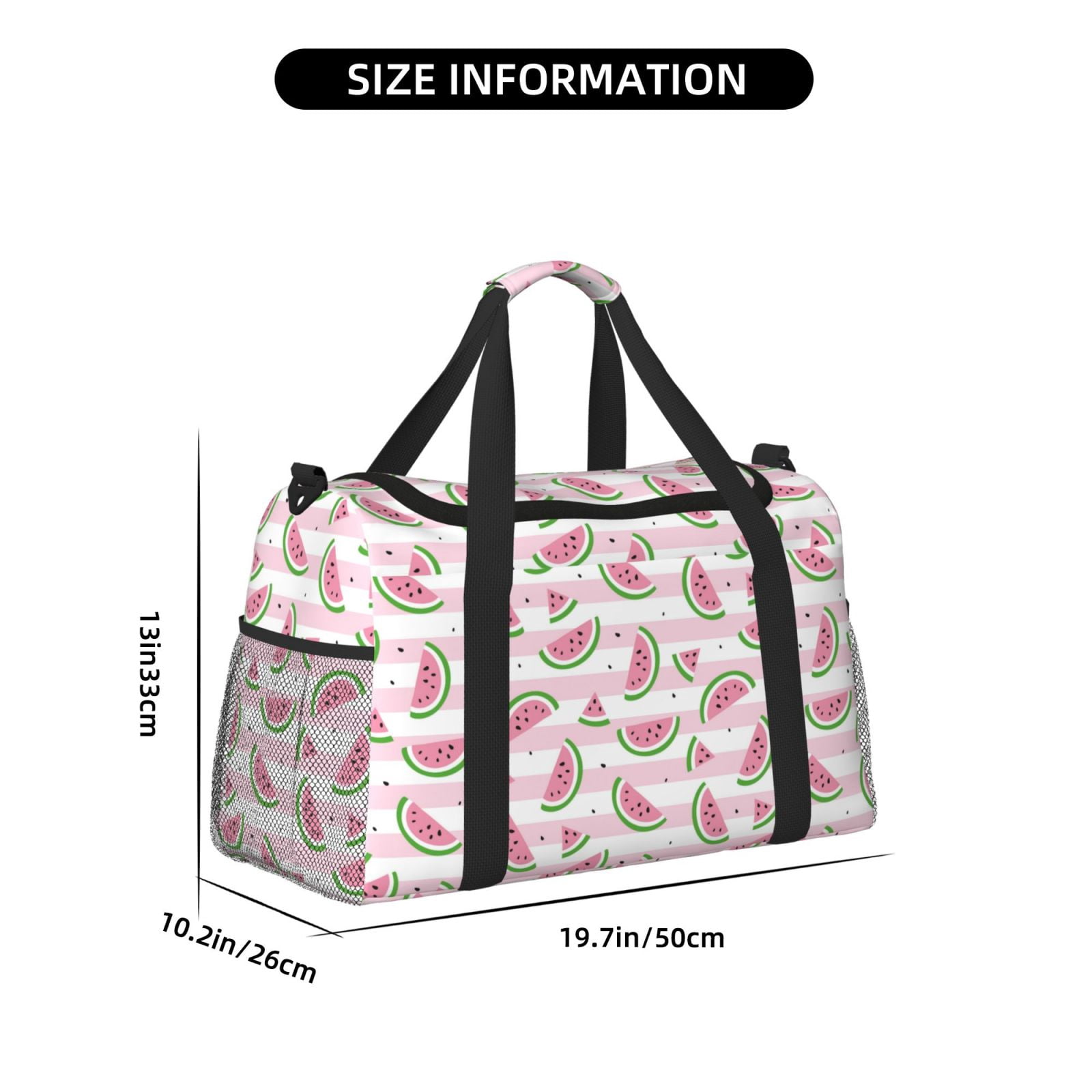 Fuzoiu Watermelon Print Travel Duffle Bag,Carry On Tote Bags,Duffel Bag,Sport Gym Bag, Hospital Bag for Labor and Delivery, Overnight Bag,Luggage Bag