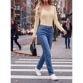 thumbnail image 4 of Cueply Long Sleeve Thermal Shirts for Women Lace Fleece Lined Stretch V Neck Tops Undershirt Base Layer, 4 of 8