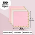 thumbnail image 6 of Sparkle and Bash Pink Cocktail Napkins - 5 x 5 In, 100 Count, 3-Ply Scalloped, Pink & Gold - Napkins for Baby Girl & Bridal Showers & Birthday Parties, 6 of 9