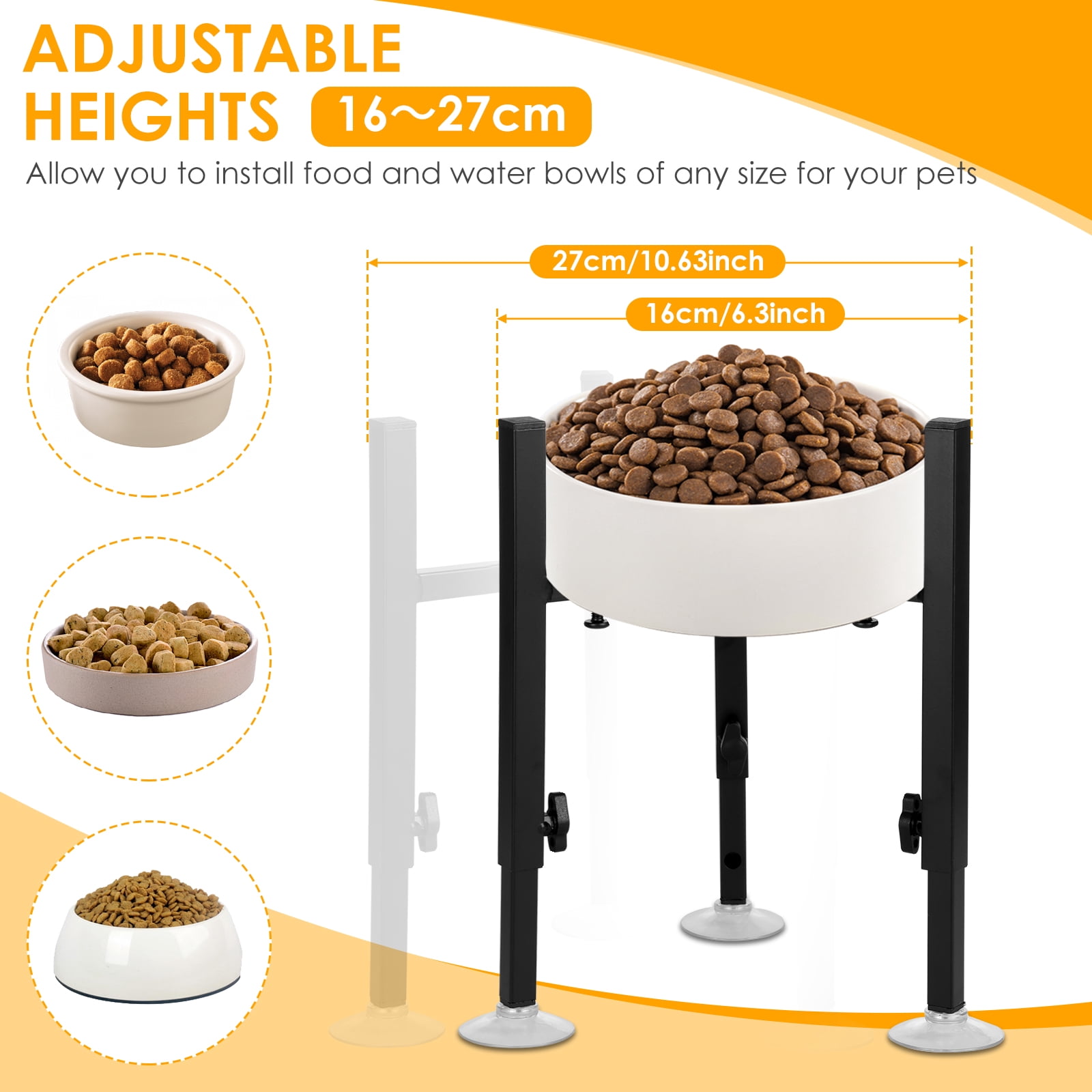 Threns Dog Bowl Stand Width and Height Adjustable Elevated Dog Bowl Stand Sturdy Metal Dog Food Bowl Stand Stable Raised Dog Bowl Stand for Large Dogs Pets(Bowl Not Included)