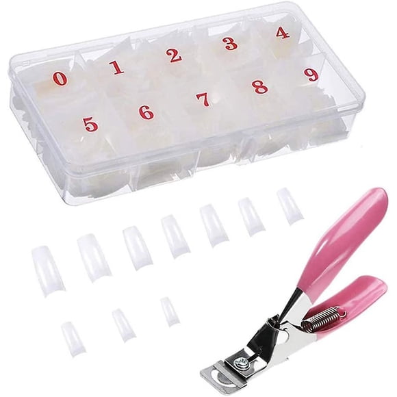 Natural Fake Nails, 500 Pieces Oval French Acrylic Style Fake Nail Tips With Box And Acrylic Nail Clippers For Ladies Nail Salon And Home Diy