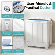 Auertech 28lbs Portable Washing Machine Compact Twin Tub Semi-Automatic Washer with Drain Pump