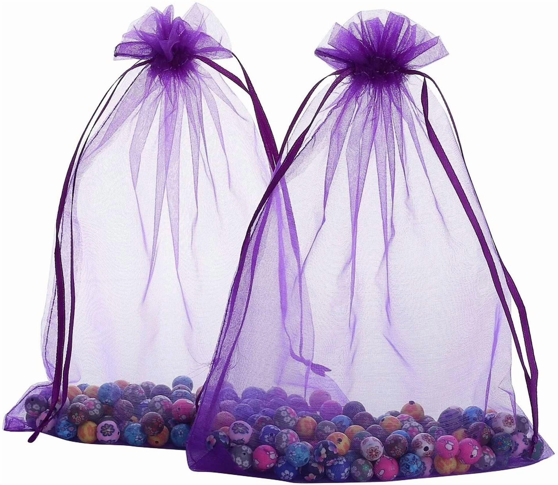 BUTTERFLY- 100Pcs Purple Organza Bags 4X 6 Wedding Christmas Favors Gift Drawstring Pouches