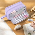 thumbnail image 3 of Tikeitoo Pencil Case for Gi+rls Large Capacity Pencil Bag 4 Compartments with Zipper Portable Handle, Pen Case Bag Stationery Organizer for Office College Sch0ol Adults Teen Gi+rls Bo+ys Men Women, 3 of 7