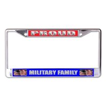 Proud Military Family Chrome License Plate Frame