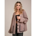 thumbnail image 4 of Women Chunky Knit Cardigan Sweater Long Sleeve V Neck Button Up Cardigan with Pocket for Fall and Winter Camel L, 4 of 8