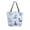Cute Blue Dinosaurs, variant on Open Top Canvas Tote Bag with Zipper Reusable Shopping Bag 13.5x15" Roomy Carryall Vintage Christmas Elements