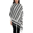 thumbnail image 3 of Haiem Black White Gray Mexican Blanket Serape Stripes Pattern Women's Long Blanket Scarf Chunky Oversized Winter Fall Warm Scarf Big Tartan Scarves Wrap Shawl Ladies Gifts, 3 of 8