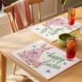 thumbnail image 4 of Happy Easter Placemats Set of 6, Pink Rabbit Bow Purple Flower Blue Butterflies Non-Slip Place Mats Washable Table Mats for Kitchen Dining Table Decorations Indoor/Outdoor, 4 of 9
