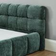 thumbnail image 4 of Newest King Size Upholstered Bed with Soft Chenille Fabric, Low Profile Floor Bed for Bedroom & Guest Room, Thick Padded Headboard & No Box Spring, Modern Blue+Green Frame, 4 of 11