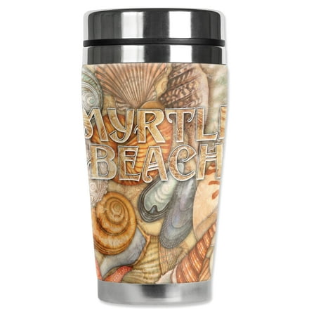 

Mugzie brand 20-Ounce MAX Stainless Steel Travel Mug with Insulated Wetsuit Cover - Myrtle Beach Sea Shells