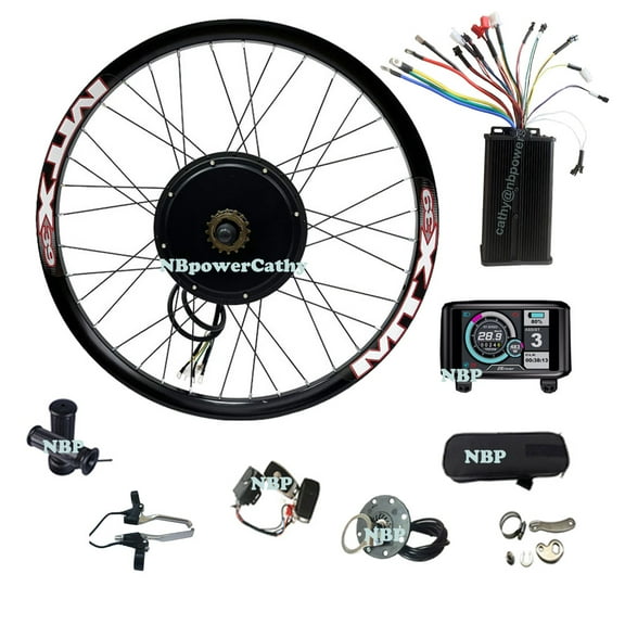 90km/h Speed 29inch 135mm Dropouts E-bike Kit 48V-72V 3000w E bike Conversion Kit Rear Wheel with 80A Dual Hall Controller and UKC1 Display