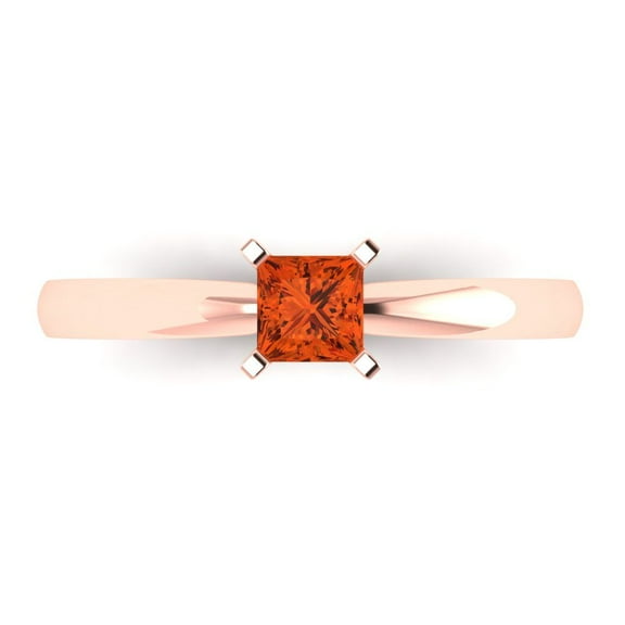 Solitaire Engagement Ring for Women - 0.5ct Simulated Red Diamond in 18K Rose Gold Promise Ring