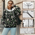 thumbnail image 6 of FOR U DESIGNS Purple Flower Zip Up Hoodie Women Oversized Cardigan Hoodies Size M Lightweight Hooded Sweatshirt Zipper Front Women Activewear Tops Long Sleeve Sportswear, 6 of 7
