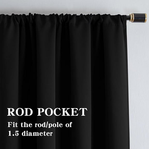 Blackout Curtains 108 Inch 2 Panel Set, Room Darkening Drapes for Bedroom Living Room