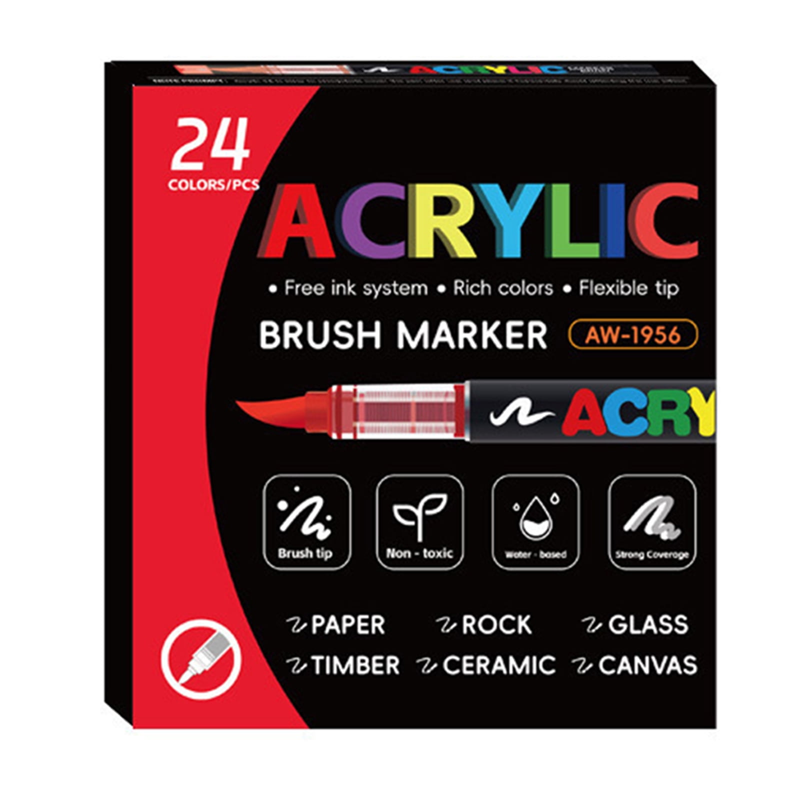 Liquid Acrylic Marker Soft Brush Tip Acrylic Paint Pen for Card Making Journaling Drawing on Paper Canvas Stone