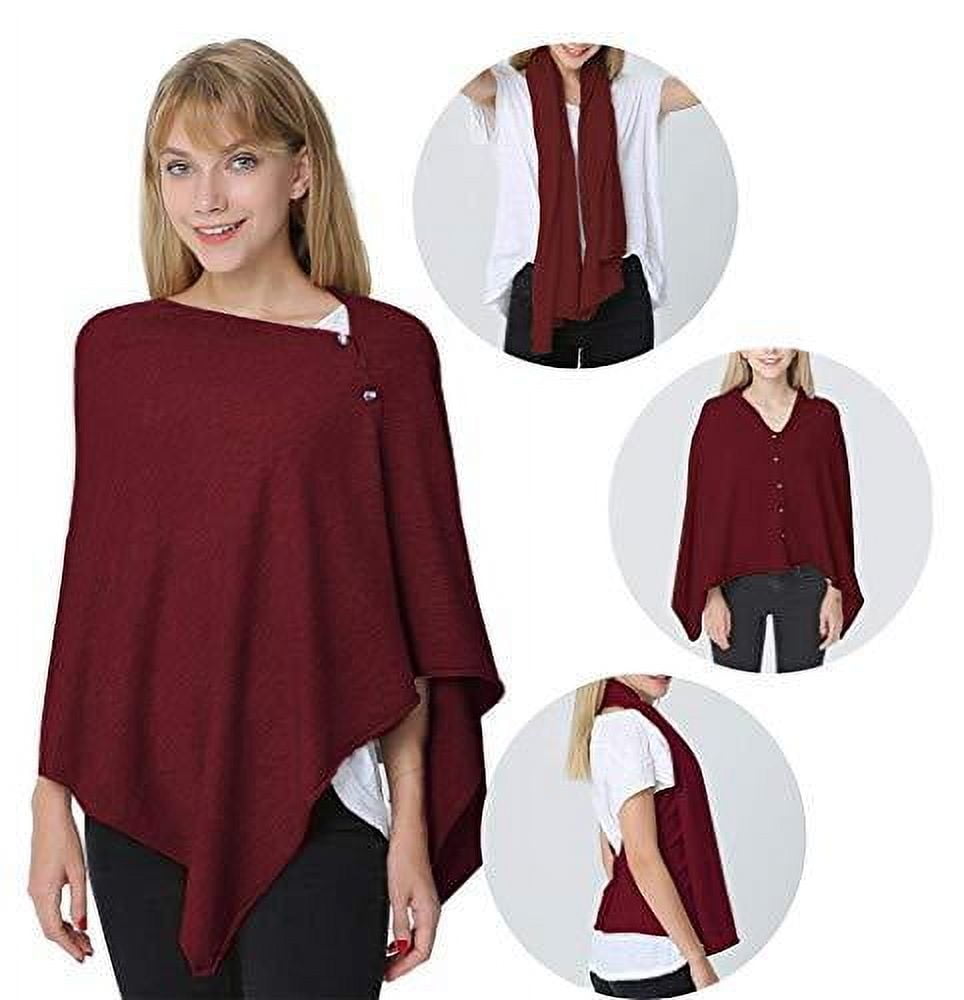 StylesILove Multi-Use Knit Nursing Shawl Poncho Adjustable Buttons for Breastfeeding Protection Nursing Cover Multi-Way Scarf