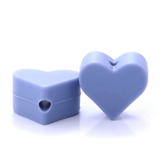 Cuentas de silicona en forma de corazón para bebé, cuentas masticables para dentición, chupete, mordedor, collar, accesorios, 14mm, 10 unidades por lote