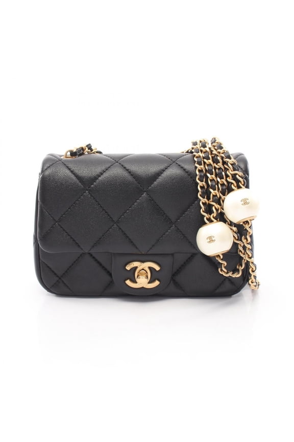 Pre-Owned Chanel Mini Matelass Shoulder Bag/Handbag, Lambskin Leather, Women's, Black
