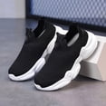 thumbnail image 4 of Djtdsds Kids Solid Color Knit Slip-On Sneakers Breathable Lightweight Casual Running Shoes Size:5.5-6 Years, 4 of 9