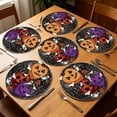 thumbnail image 2 of Deeceymbur 6Pcs Halloween Round Placemats Pumpkin Ghost Print Reusable Fabric Mats Non-Slip Dinner Table Party Tabletop Home Decor, 2 of 6