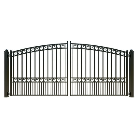ALEKO Garden Steel Dual Swing 14 x 6 feet Black Driveway Gate Paris Style