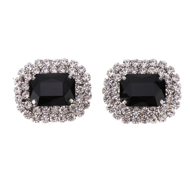 Pack con 2 clips para zapatos de pedrería para mujer, bisutería para zapatos, accesorios para Negro