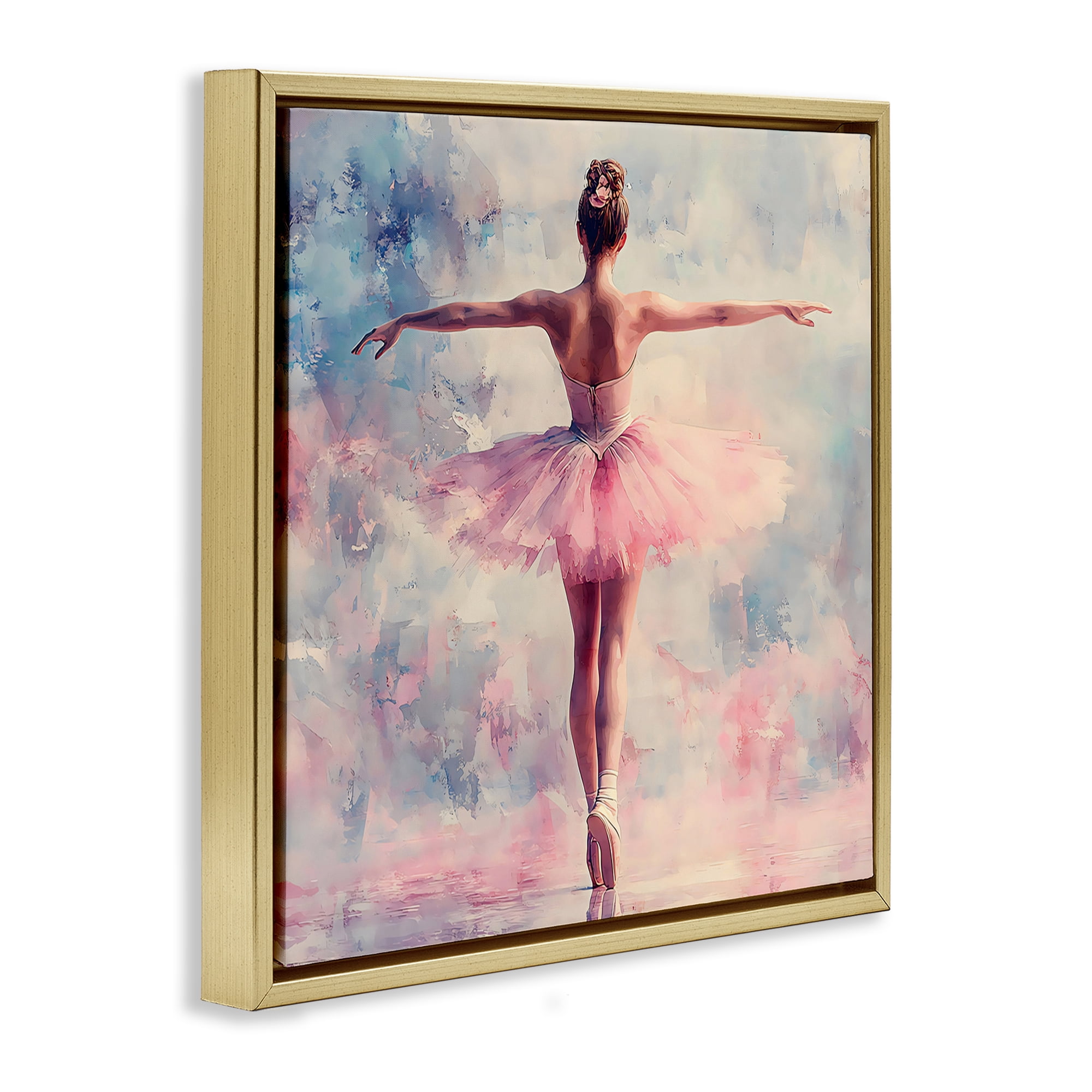 Stupell Industries Elegant Ballet Dancer in Motion Gold Framed Floater Canvas Wall Art, design by Creative Studio