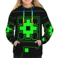 thumbnail image 2 of Lsque Geometry Dash Pattern Casual Women's Hoodie,Hooded Sweatshirt with Kangaroo Pocket,Pullover Hoodie with Eye-catching Drawstrings-Medium, 2 of 8