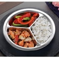 thumbnail image 5 of Plato de cena de acero inoxidable 304, tres secciones, platos redondos de Control de porciones divididas, bandejas de comida para acampar, servir 24cm, 5 of 5