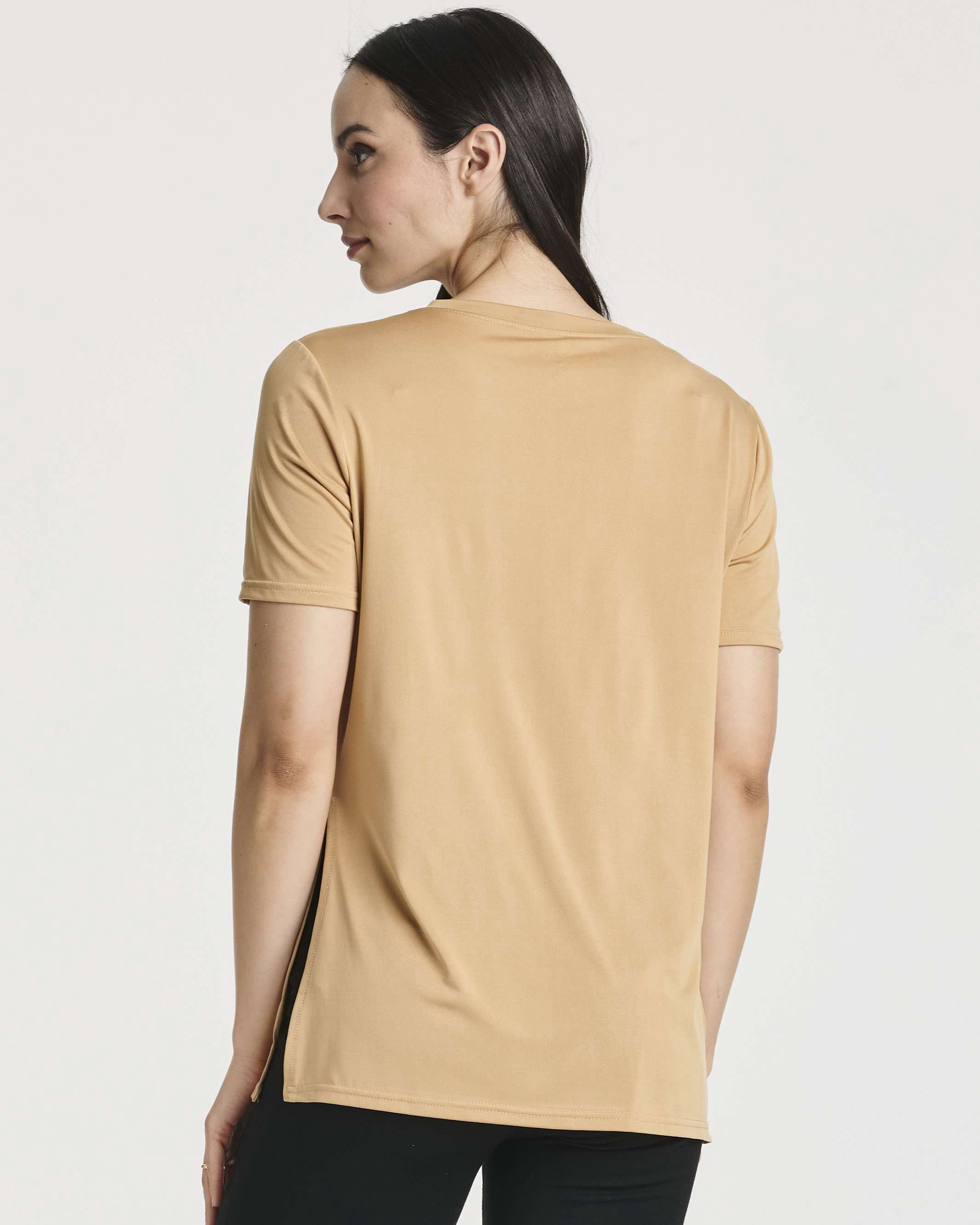Real Essentials 5 Pack: Women's Short Sleeve Active Workout T-Shirts - Dry Fit Gym Tops with Split Hem (Plus Sizes)