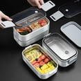 thumbnail image 3 of Lunch Container Microwave Safe Double-layered Large Capacity Lunch BPA Free Grids Bento Food Storage Container Outdoor Supplies, 3 of 8