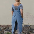 thumbnail image 6 of 2026 Cotton Linen Apron Cross Back Apron for Womens with Pockets Pinafore Dress for Baking Cooking Sky Blue S, 6 of 6