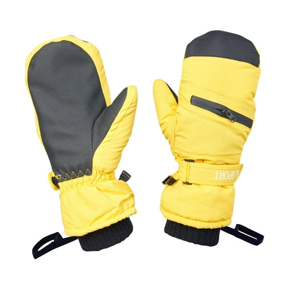 ZACPNCV Kids Waterproof Gloves Winter Warm Fleece Lined Snow Gloves Boys Girls Ski Gloves Yellow Free Size