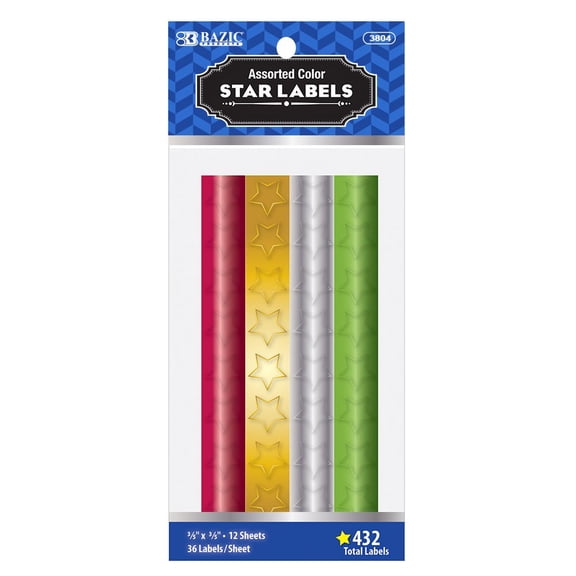 BAZIC Foil Star Label Custom Sticker, Color-Code Labels (432/Pack), 1-Pack