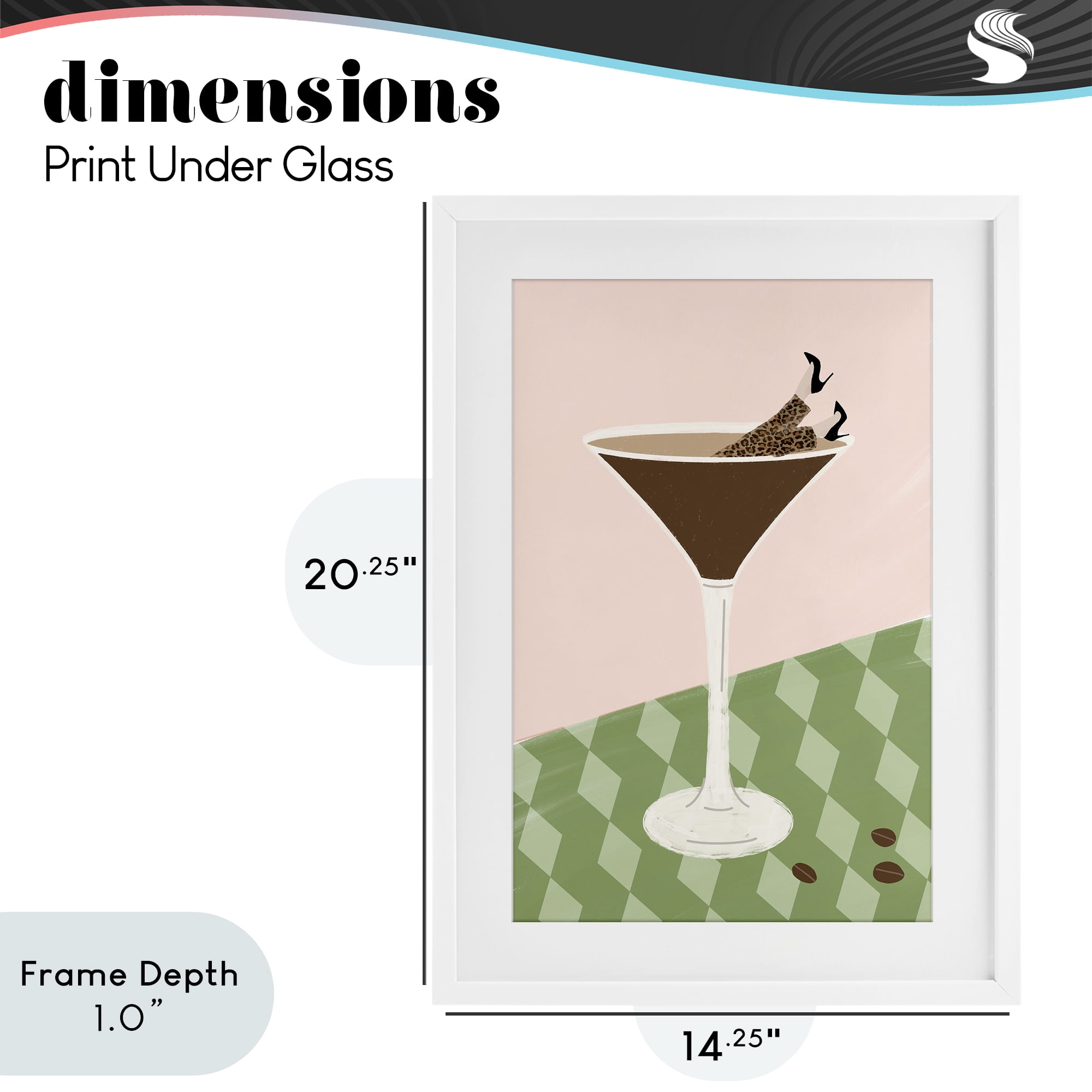 Stupell Industries Glam Martini Splash White Framed Print Under Glass, design by Emily Navas