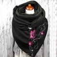 thumbnail image 2 of Yuanlong Womens Scarves Winter Flowers Butterfly Print Button Up Double-Layer Thiangle Scarf Fashion Thermal Neck Gaiter, 2 of 3