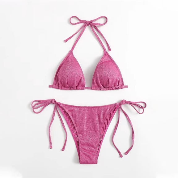 Blmnix Bikini Swimsuits Swimsuits for Women Two Piece Swimsuit Sexy Swimsuits Swimming Suits Pink Halter 2 Piece Swimsuit for Women,L