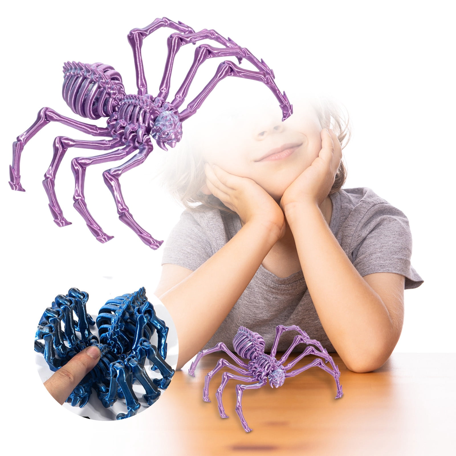 Jouet de Farce Nouveauté Imprimé en 3D pour Enfants Fête d'Halloween Blagues Pratiques Saut Élastique