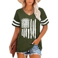 thumbnail image 2 of HAPIMO Summer Shirts for Women Independence Day Short Sleeve Tees O-Neck Pullover Colorblock Stripe Print Tops Loose Blouses Dressy Casual T-Shirts Green XL, 2 of 4