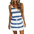 thumbnail image 1 of B91xZ Robes Printemps Été pour Femmes Sans Manches Col Rond Taille Haute à Volants Superposés Robe Mini Évasée, Bleu P, 1 of 4