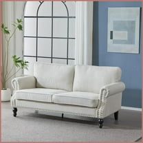 68 Inch Traditional Faux Leather 2-Seater Sofa with Nailhead Trim – Comfy Couch for Living Room & Bedroom